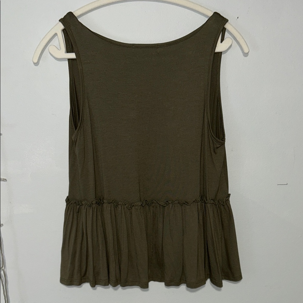 Altar'd State Dark Green Ruffle Tank Top - Picture 3 of 4